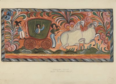 Skrzynia z Rodzimej Sosny Malowana Olejem, 19351942. autorstwa E. Boyd