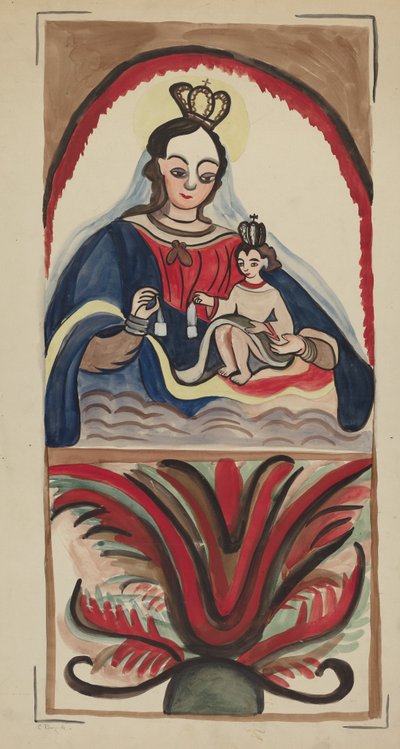 Retablo - Dziewica i Dziecko, 19351942. autorstwa E. Boyd