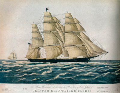 „Statek Clippera: Latająca chmura”, 1852 r. autorstwa E Brown Jr