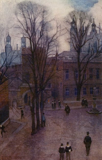 Eton: Upper School i Long Walk z Common Lane House (kolor lito) autorstwa E. D. Brinton