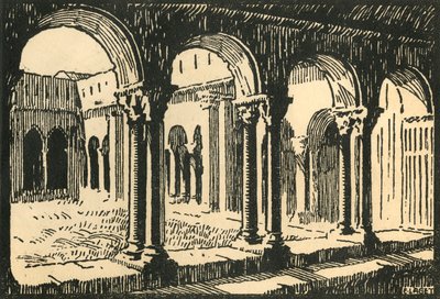 „Cloitre St-Trophime - Krużganki kościoła St-Trophime”, ok. 1920r. autorstwa E Laget