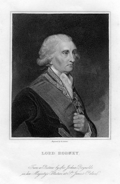 Admirał George Brydges Rodney 1719-1792, 1. baron Rodney, XIX wiek. autorstwa E. Scriven