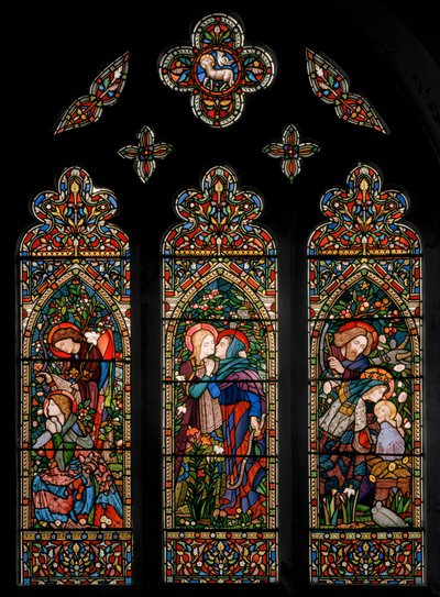 Zwiastowanie, Nawiedzenie i Narodzenia, c.1860 autorstwa E. and Halliday Burne Jones