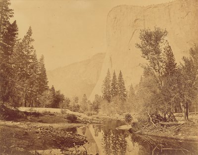 Tutokanula. Dolina Yosemite. (Wielki Wódz) "El Capitan". 3500 stóp wysokości. autorstwa Eadweard J. Muybridge