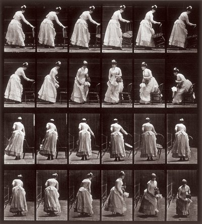Lokomocja zwierzęca, płyta 265: sekwencja z siedzącą kobietą, 1887 (odbitka fotomechaniczna) autorstwa Eadweard Muybridge