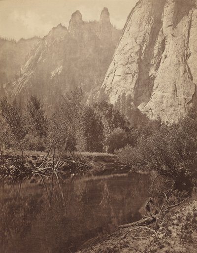 Wieże katedralne, dolina Yosemite autorstwa Eadweard Muybridge
