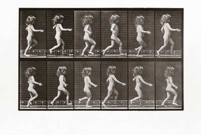 Dziecko biegające, Tablica 469 z Animal Locomotion, 1887 autorstwa Eadweard Muybridge