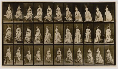 Schodzenie po schodach i obracanie się, z książki Animal Locomotion autorstwa Eadweard Muybridge