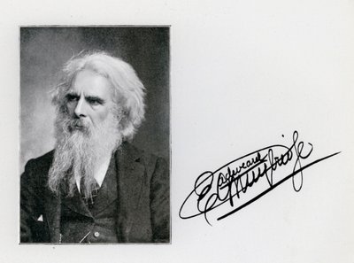 Eadweard Muybridge, portret i podpis (zdjęcie czarno-białe) autorstwa Eadweard Muybridge