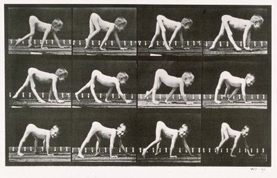 Niepełnosprawny chłopiec czołgający się, tablica 539 z filmu „Animal Locomotion”, 1887 autorstwa Eadweard Muybridge
