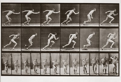 Biegnący mężczyzna, płyta 59 z filmu Animal Locomotion, 1887 autorstwa Eadweard Muybridge