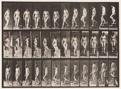 Płyta 138. Obracanie się schodków malejąco; Dzban w lewej ręce autorstwa Eadweard Muybridge
