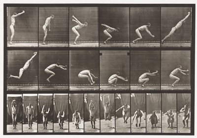 Płyta 163. Skoki; Skok w dal z miejsca, 1872-1885 autorstwa Eadweard Muybridge