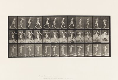 Tablica 175. Przeprawa przez strumyk na schodkach z wędką i puszką autorstwa Eadweard Muybridge