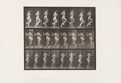 Płyta 185. Podskakiwanie na lewej stopie, 1885 autorstwa Eadweard Muybridge