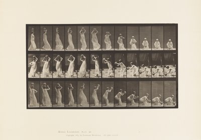 Talerz 206. Noszenie słoika z wodą na głowie, obracanie i zakładanie autorstwa Eadweard Muybridge