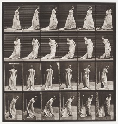Tabliczka 231. Pochylanie się w celu zorganizowania pociągu i skręcania autorstwa Eadweard Muybridge