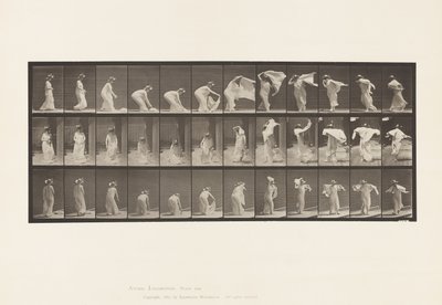Płyta 233. Podnoszenie szala, zakładanie na ramiona, obracanie autorstwa Eadweard Muybridge