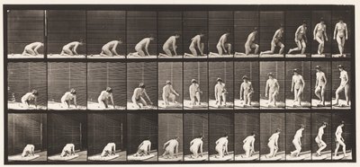 Płyta 255. Powstanie z klęczenia i obracania autorstwa Eadweard Muybridge