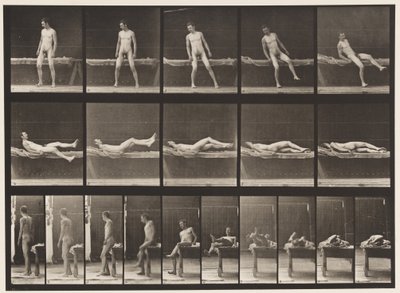 Talerz 259. Leżąc na kanapie i przewracając się na bok, 1885 autorstwa Eadweard Muybridge