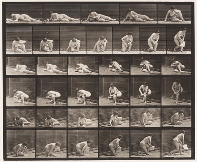 Tablica 270. Powstanie z ziemi z broszurą w lewej ręce autorstwa Eadweard Muybridge