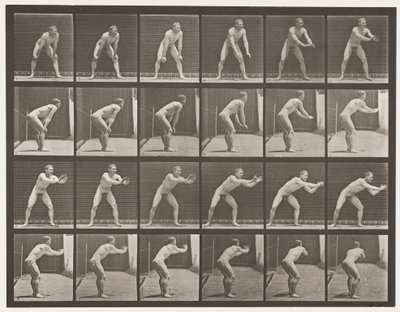 Płyta 280.Base-piłka; Łowienie, 1885 autorstwa Eadweard Muybridge