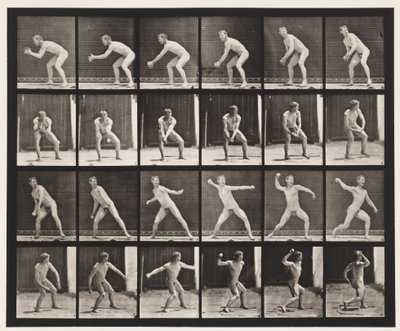 Płytka 283.Base-piłka; Łapanie i rzucanie, 1885 autorstwa Eadweard Muybridge
