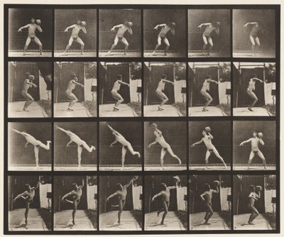 Płyta 315. Podnoszenie 20-funtowego kamienia autorstwa Eadweard Muybridge