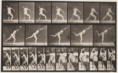 Płyta 316. Podnoszenie 20-funtowej skały, 1885 autorstwa Eadweard Muybridge