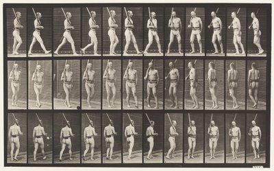 Tabliczka 355. Na straży, chodzenie i odwracanie się autorstwa Eadweard Muybridge