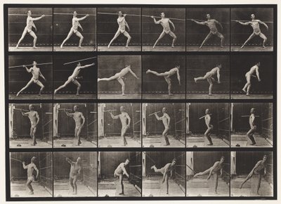 Płyta 361. Rzucanie włócznią, 1872-1885 autorstwa Eadweard Muybridge