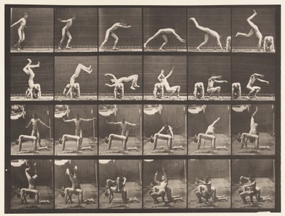 Talerz 364. Ręka-sprężyna nad plecami mężczyzny autorstwa Eadweard Muybridge