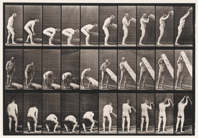 Płyta 382. Podnoszenie kłody na końcu, 1872-1885 autorstwa Eadweard Muybridge