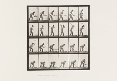 Płyta 386. Górnik używający kilofa autorstwa Eadweard Muybridge