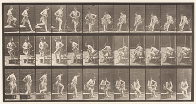 Talerz 410. Wychodzenie z wanny, siadanie, wycieranie stóp autorstwa Eadweard Muybridge