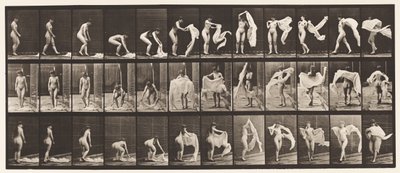 Talerz 419. Toaleta, pochylanie się, rzucanie owinięcia wokół ramion autorstwa Eadweard Muybridge