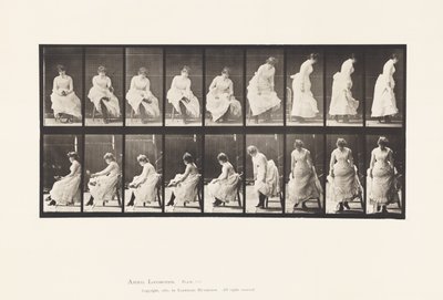 Płyta 422.WC; Zakładanie butów i wstawanie z krzesła, 1885 autorstwa Eadweard Muybridge