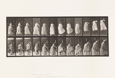 Płyta 457. Wchodzenie na krzesło i sięganie w górę autorstwa Eadweard Muybridge