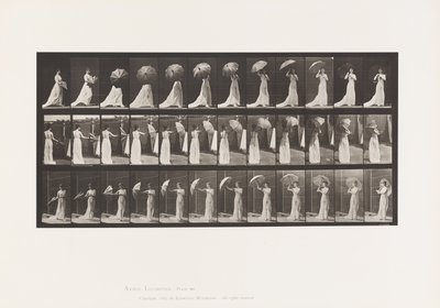 Tabliczka 461. Otwieranie parasola i odwracanie się autorstwa Eadweard Muybridge