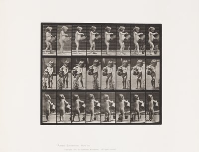 Talerz 478.Dziecko, spryskiwanie wodą niektórych kwiatów, 1885 autorstwa Eadweard Muybridge