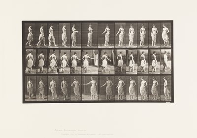 Płyta 53. Chodzenie, rozrzucanie kwiatów i obracanie się autorstwa Eadweard Muybridge