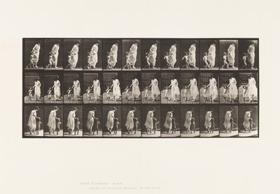Tabliczka 72. Bieganie, prowadzenie dziecka (70) w ręku autorstwa Eadweard Muybridge