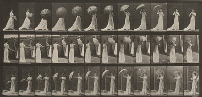 Tablica numer 461. Otwieranie parasolki i odwracanie się autorstwa Eadweard Muybridge