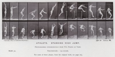 Postać ludzka w ruchu: sportowiec, skok wzwyż z miejsca autorstwa Eadweard Muybridge