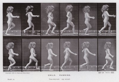 Postać ludzka w ruchu: dziecko, bieganie (zdjęcie czarno-białe) autorstwa Eadweard Muybridge