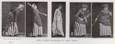 Postać ludzka w ruchu: niektóre fazy występujące w tenisie ziemnym (zdjęcie czarno-białe) autorstwa Eadweard Muybridge