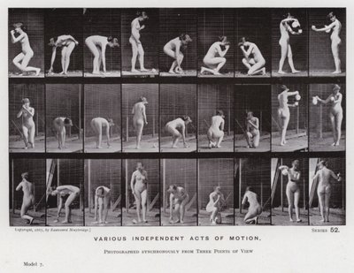 Figura ludzka w ruchu: różne niezależne akty ruchu (zdjęcie czarno-białe) autorstwa Eadweard Muybridge