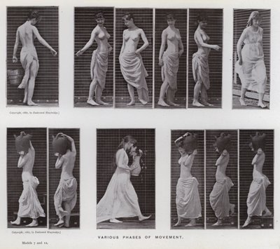 Postać ludzka w ruchu: różne fazy ruchu (zdjęcie czarno-białe) autorstwa Eadweard Muybridge