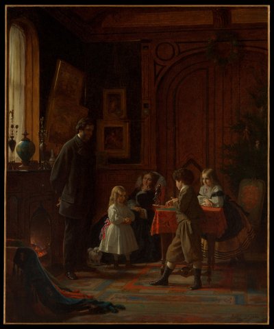 Okres świąteczny, rodzina Blodgettów autorstwa Eastman Johnson