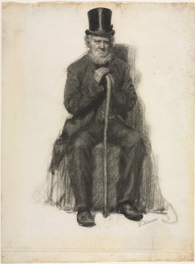 Studium starca (prawdopodobnie studium do portretu Petera Folgera), ok. 1886 (czarna kreda) autorstwa Eastman Johnson